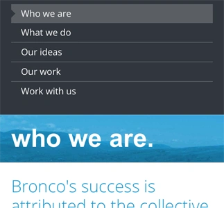 Bronco Teaser 2 mobile navigation portfolio responsive