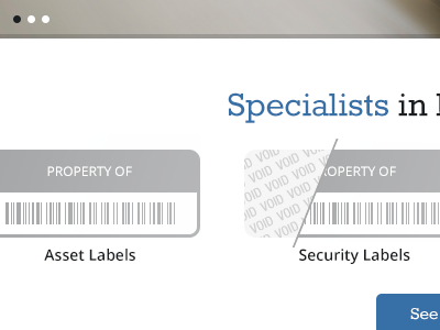 Specialists labels website white