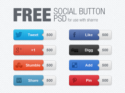 Free Social Button PSD