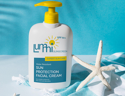 Product mockup for lummi sunscreen branding design graphic design icon illustration logo typography vector