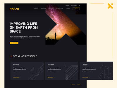 Maxar - Experimental Home Redesign dark color design earth hero section home page homepage interface landing landing page space ui uidesign