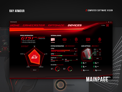 Ray Armour software ui，software，black，dashboard
