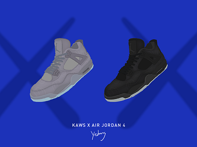 Sneakers-KAWS x Air Jordan 4 fashion illustration sneakers