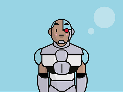 Cyborg 2d blue cyborg doodle illustrator superhero teen titans vector
