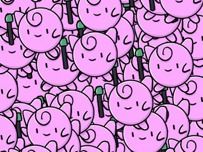 Jigglypuff x100 design illustration jigglypuff minimal pattern pink pokemon vector