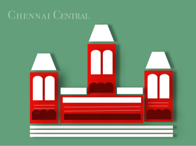 Chennai Central architecture chennai cityscape illustration minimal vector