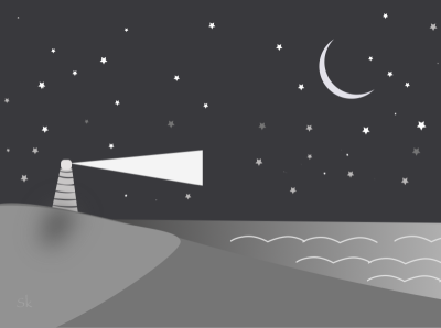 Light House at Night illustration landscape minimal vector