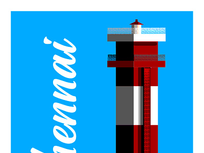 Lighthouse at Chennai architecture chennai cityscape illustration poster
