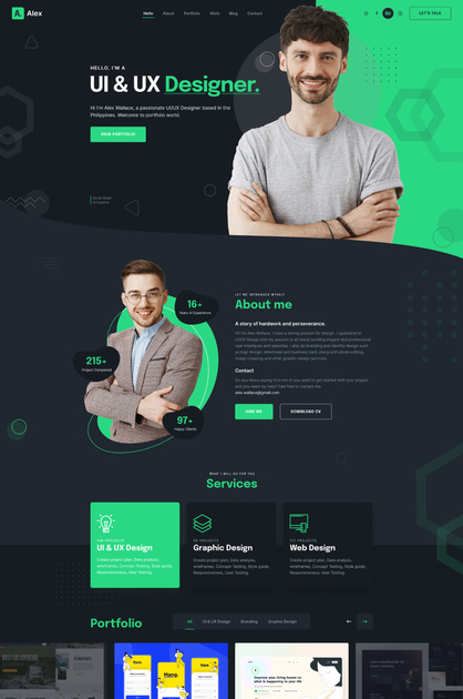 Alex - Modern & Creative Personal Portfolio Figma Template by ...