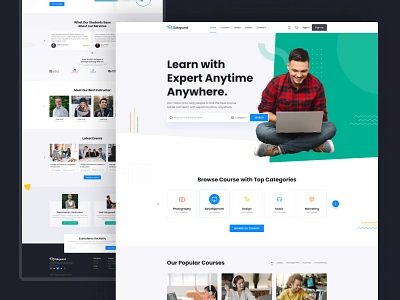 Eduguard - Education & Online Course Template for Figma branding clean design course design e learning figma landing page learning lms modern desgin templatecookie ui video