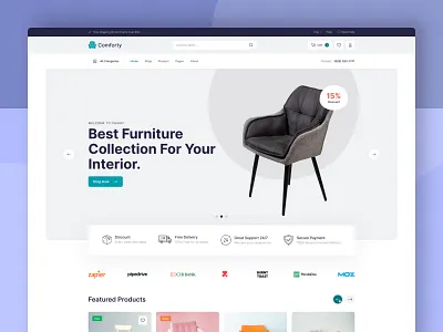 Comforty - eCommerce Figma Free Template buy clean design echotemplate ecommerce figma modern desgin product purchase history sell shop shoping card templatecookie ui wishlist zakirsoft