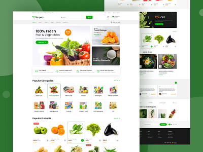 Shopery - Organic eCommerce Website UI Design branding clean design design designerzafor e commerce html ecommerce figma fruit vegetables grocery online store product shopping cart template templatecookie ui uiux website wishlist zakirsoft