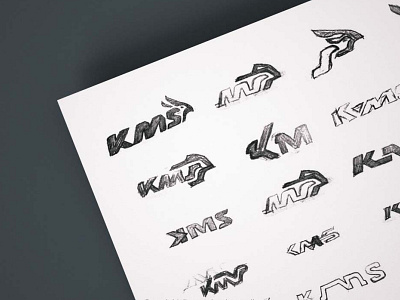 Logo sketch for KMS Logistics bird logo design flying logo illustration letter mark logo logo company logo creative logo design logo explorations logo inspirations logo sketches logomark logotype monogram