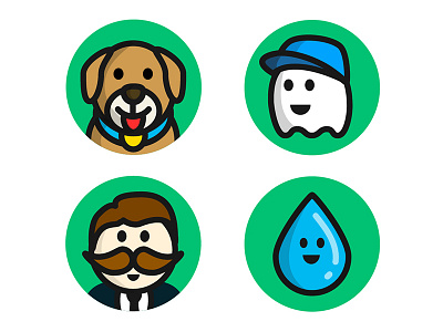 Crew avatars dog ghost illustration mustache