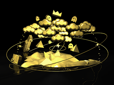 All Gold Everything 3d c4d ghost pyramid volvo