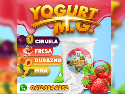 Yogurt's Flyer and Sticker Design design flyer illustration logo photoshop vector yogurt