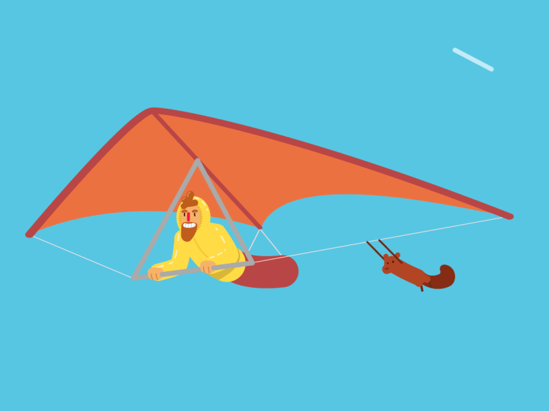 hang gliding 2d ae after effects animation character design gif squirrel