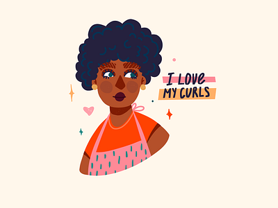 Love for curls avatar cgm character character design curl curl hair curly hair design doodle face female girl hair hairstyle illustration minimal person vector woman