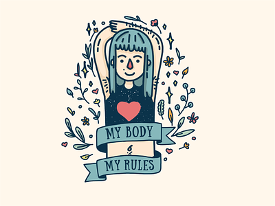 Strong body positive girl with body hair ♥ avatar blue hair body body hair body positive character character design design doodle face female girl hair illustration motivation person pose rules vector woman
