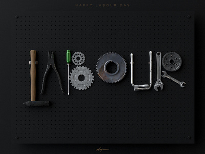 Happy Labour Day! 3d art alphabet black cgi cinema4d creative creative design day design garage happy labour letters rust tools typography