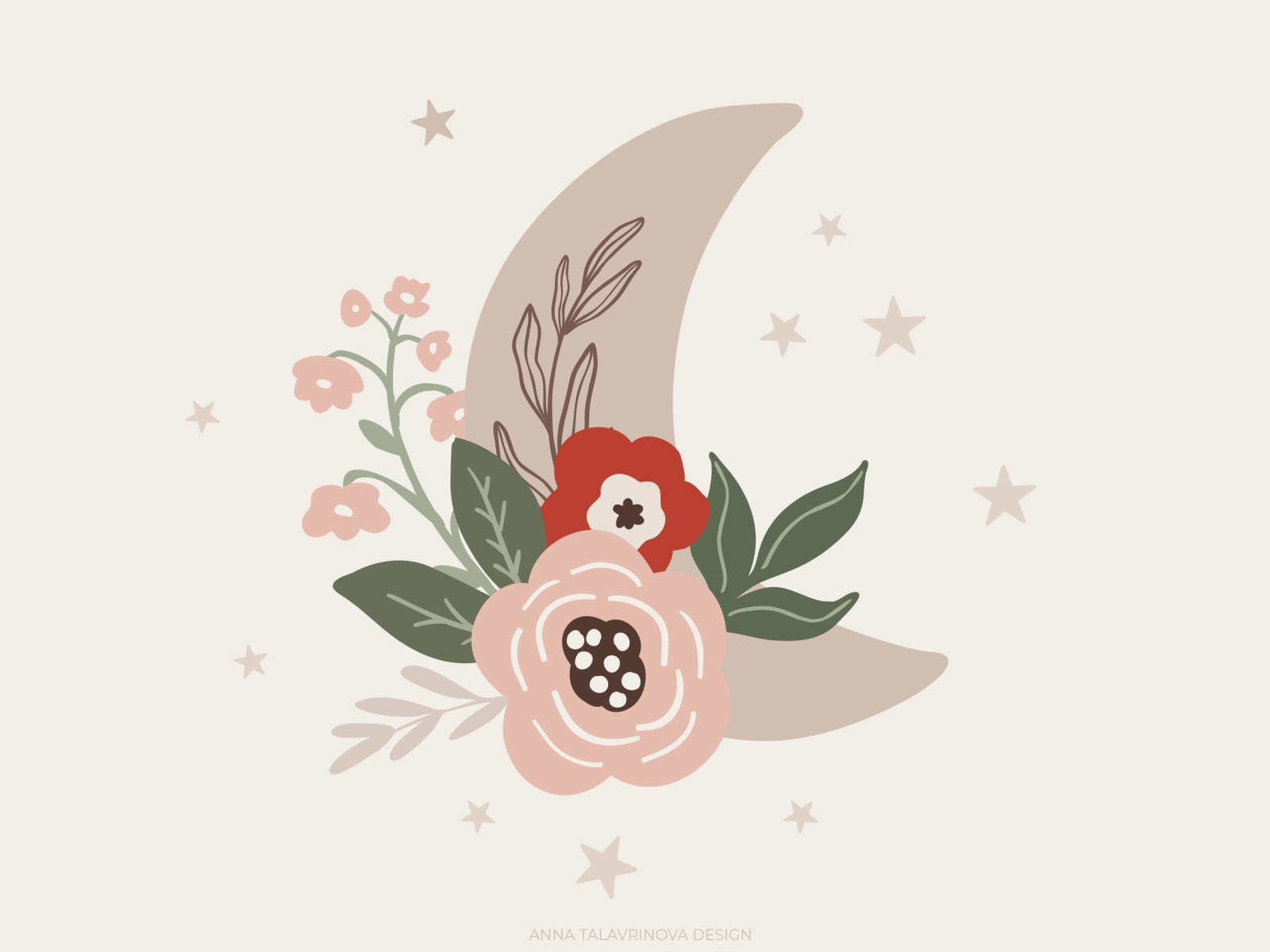 Spring moon illustration by Anna Talavrinova on Dribbble