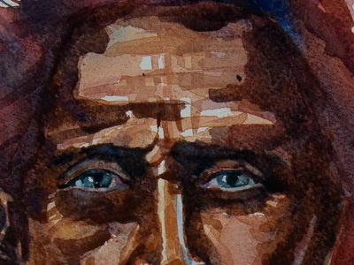 Old Arab eyes man old painting portrait watercolor