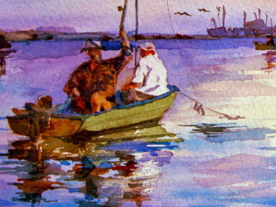 Fishing on the sea in summer