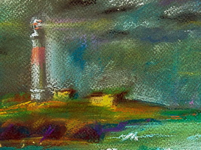 Hope coast drawing landscape lighthouse marine pastel pharos sea