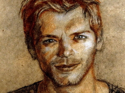 Portrait Of A Man art charcoal closeup drawing face graphic illustration male man people portrait sanguine