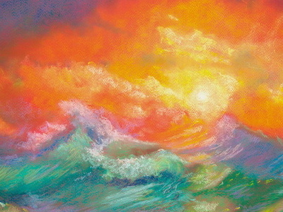 9 shaft. Pastel. colorful drawing marine pastel sea storm