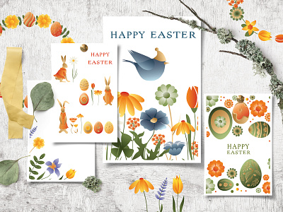 Easter Vector Collection basket bird bunny cards cute design easter egg elements flower graphic design happy illustration instagram story invitation raser spring trend vector