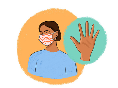 Shopping safety during lockdown adobe fresco bright clean hands covid19 illustration mask safety shopping