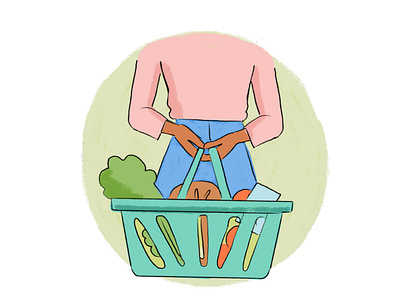 Shopping safety during lockdown basket covid19 groceries illustration lockdown safety shopping