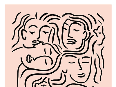 All Of My Faces art female illustration line art mental health pink pro create wellness