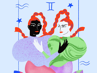 Gemini artwork bold colours gemini horoscope illustration pro create star signs textures twins