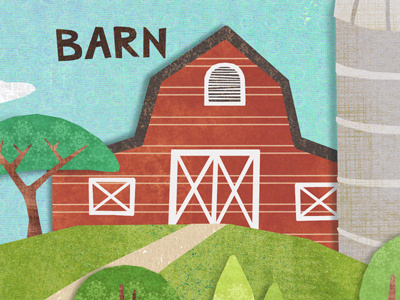 Home on the Farm animals cut paper digital collage farm