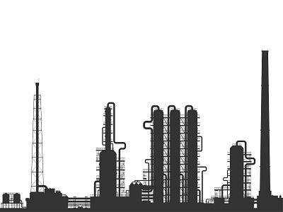 Oil refinery / chemical plant black chemical chemistry design factory gas illustration industry oil pipes refinery silhouette white background