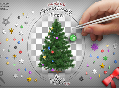 Christmas Tree and Toys mock-up set 2d art cartoon christmas design illustration logo mock up toys tree ui xmas