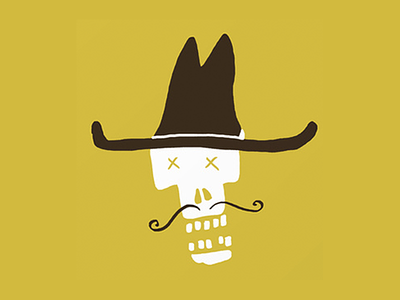 Out West cowboy hat mustache old west skull west