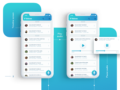 Voices | Mobile App UX/UI Design app audio blue design mobile record social ui ux uxui