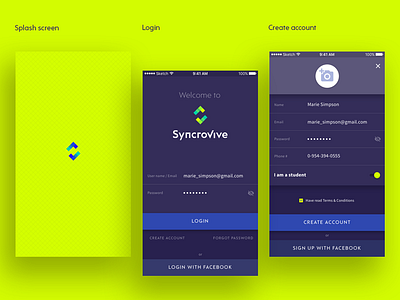 SyncroVive | Mobile App UX/UI Design and Branding app branding login logo mobile registration splash ui ux