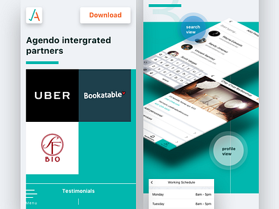 Agendo | Responsive Website and Booking Widget UX/UI Design design landing mobile page responsive ui ux uxui web