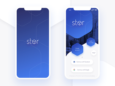 Stor | Mobile App UX/UI Design and Branding app hexagon login mobile splash screen stor storage ui ux