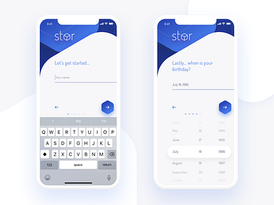 Stor | Mobile App UX/UI Design and Branding app date picker hexagon login mobile start stor storage ui ux