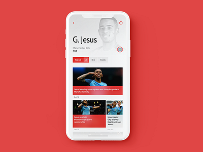 Sports Mobile App Concept - Player app football iphone x mobile soccer sports ui
