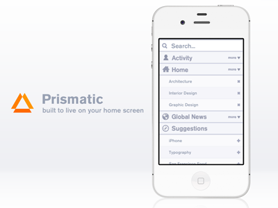 You can go anywhere with Prismatic app application button design grid icon ios iphone list logo menu nav news phone prismatic search sidebar typography ui