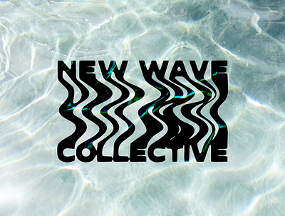 New Wave Collective Logo beach branding design graphic design logo midnight grim ocean stamp typography