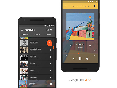 Google Play Music app design google material design uiux