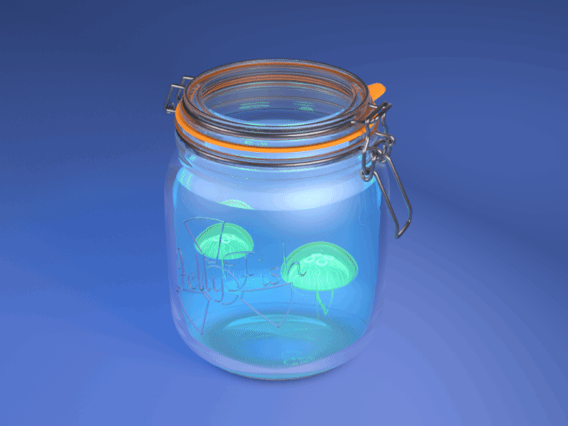 Radioactive jellys animation c4d jar jelly fish monthly juillet motion café nael nuclear