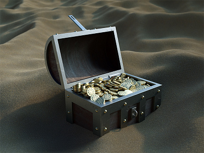 Gold Chest 3d c4d chest gold nael octane sand